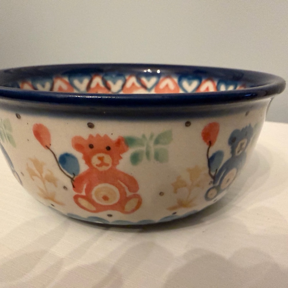 Polish Pottery Small Bowl – Adorable Bear Pattern - Picture 5 of 6